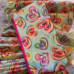 CLINIQUE Hearts Print Makeup/Cosmetic Bag - 8.5 x 5.5 x 2.5”